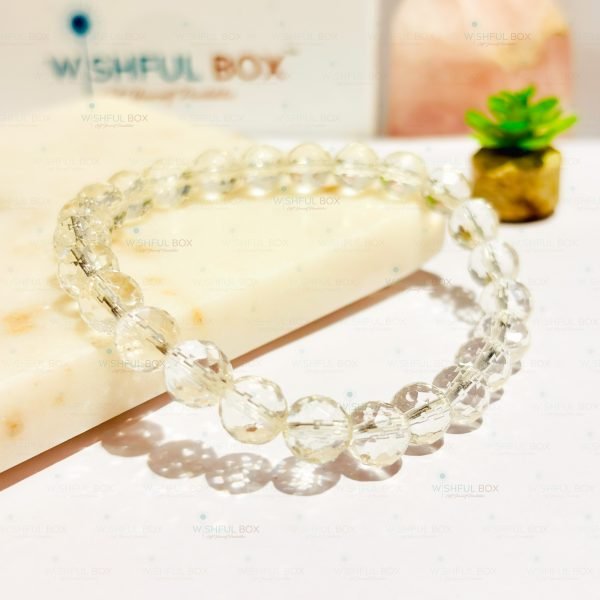 Clear Quartz Faceted Crystal Bracelet 8mm
