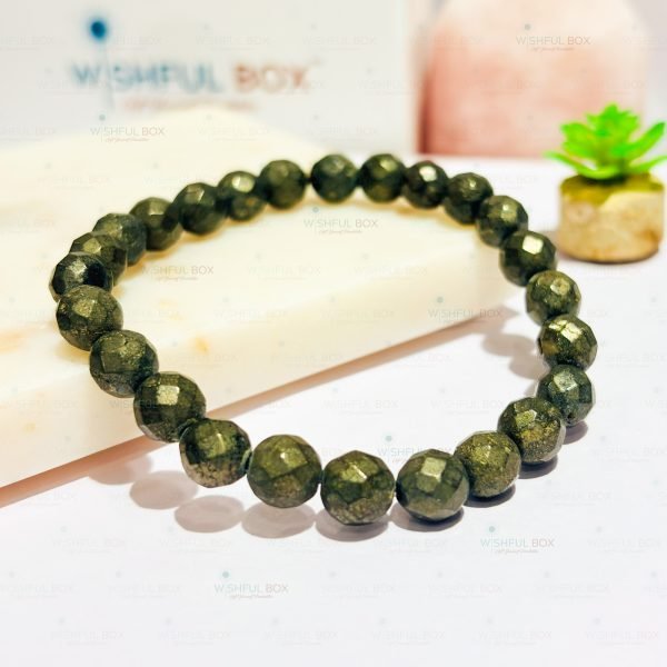 Pyrite Faceted Crystal Bracelet 8mm