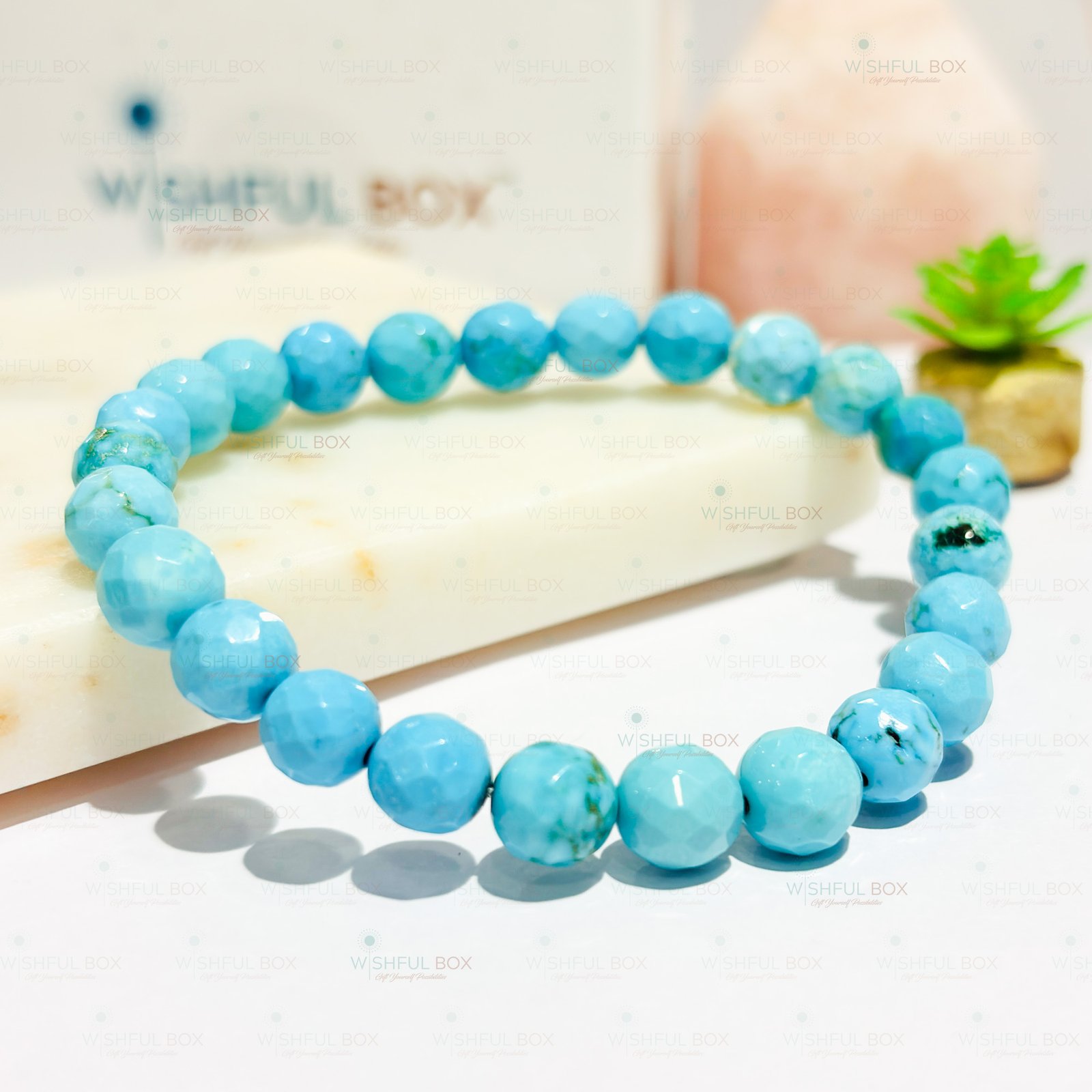 Turquoise Faceted Crystal Bracelet 8mm
